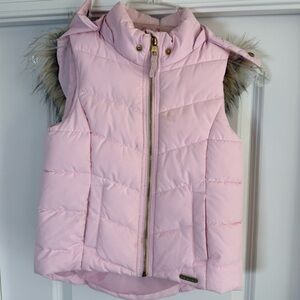 H&M Pink Puffer Vest with Faux Fur Trim Hood